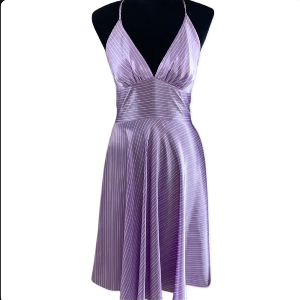 Alyn paige purple satin strip dress